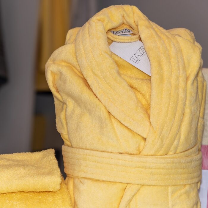 velour bathrobe yellow