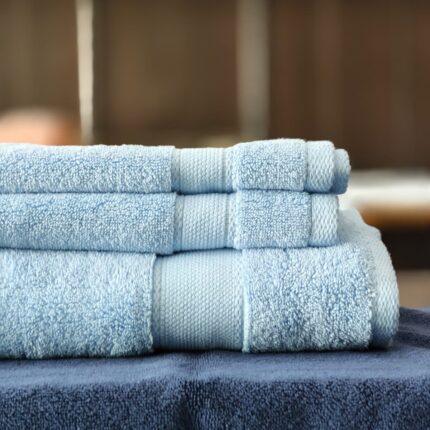 sky blue plush towels