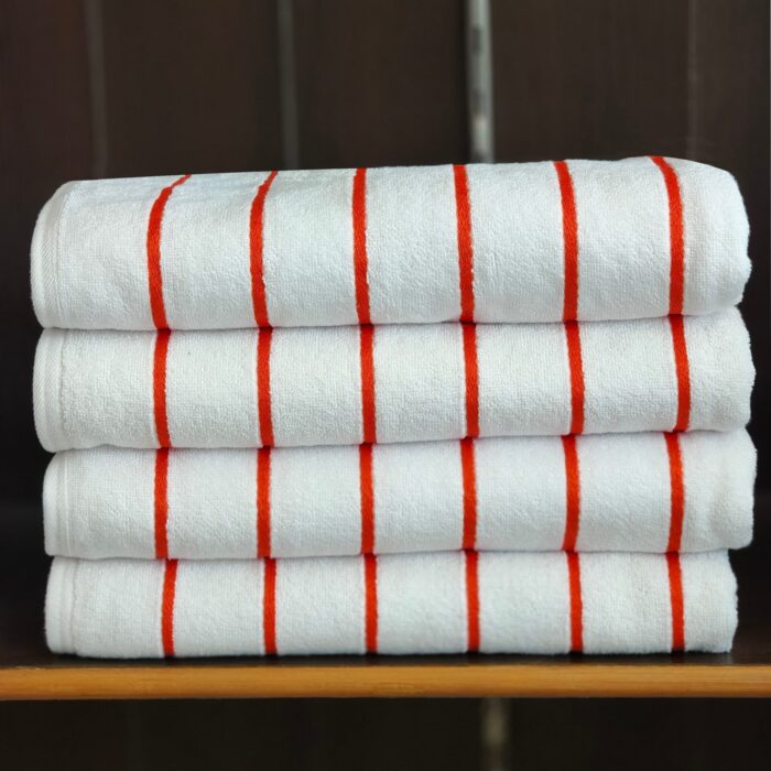 white towel - orange stripe