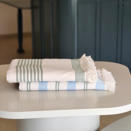 Blue and White 100% Cotton Terry Bath Towel